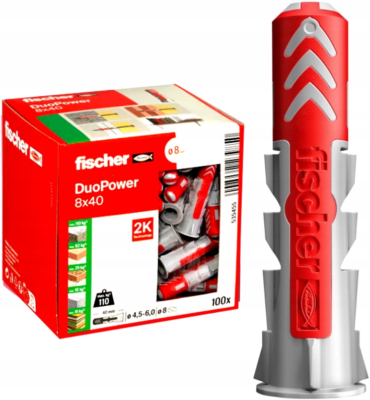 Fischer kolíky univerzálne 555008 8 x 40 mm 0,18 kg / 100 ks.